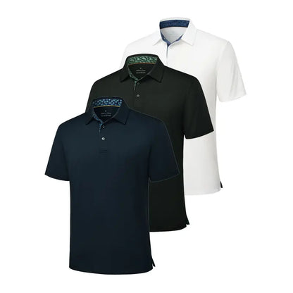 3-Pack Men's Polo Shirts – Comfortable Short Sleeve Casual Fit，Soft Breathable Cotton,  Classic Collared Polo Shirts for Work, Golf, Travel & Everyday Wear