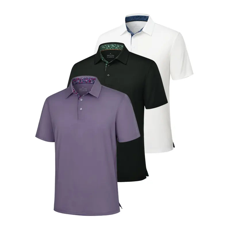 3-Pack Men's Polo Shirts – Comfortable Short Sleeve Casual Fit，Soft Breathable Cotton,  Classic Collared Polo Shirts for Work, Golf, Travel & Everyday Wear